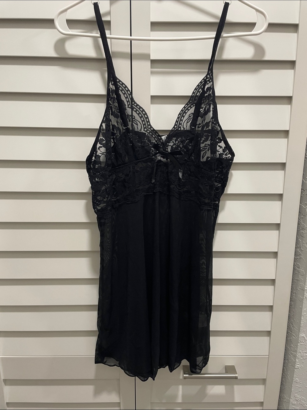 Sheer Black Lace Chemise with Adjustable Straps